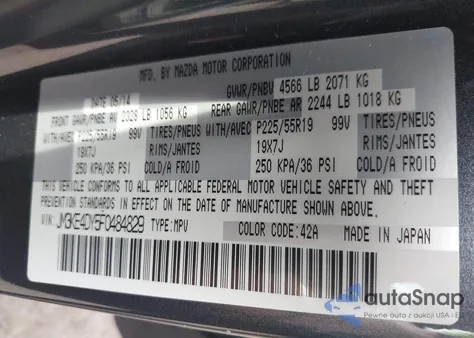 2015 Mazda Cx-5 Grand Touring from USA, damaged, VIN JM3KE4DY5F0484829